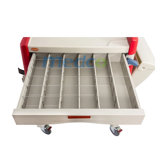 Patient Nursing ABS Emergency First Aid Treatment Cart Trolley with Oxygen Tank Holder